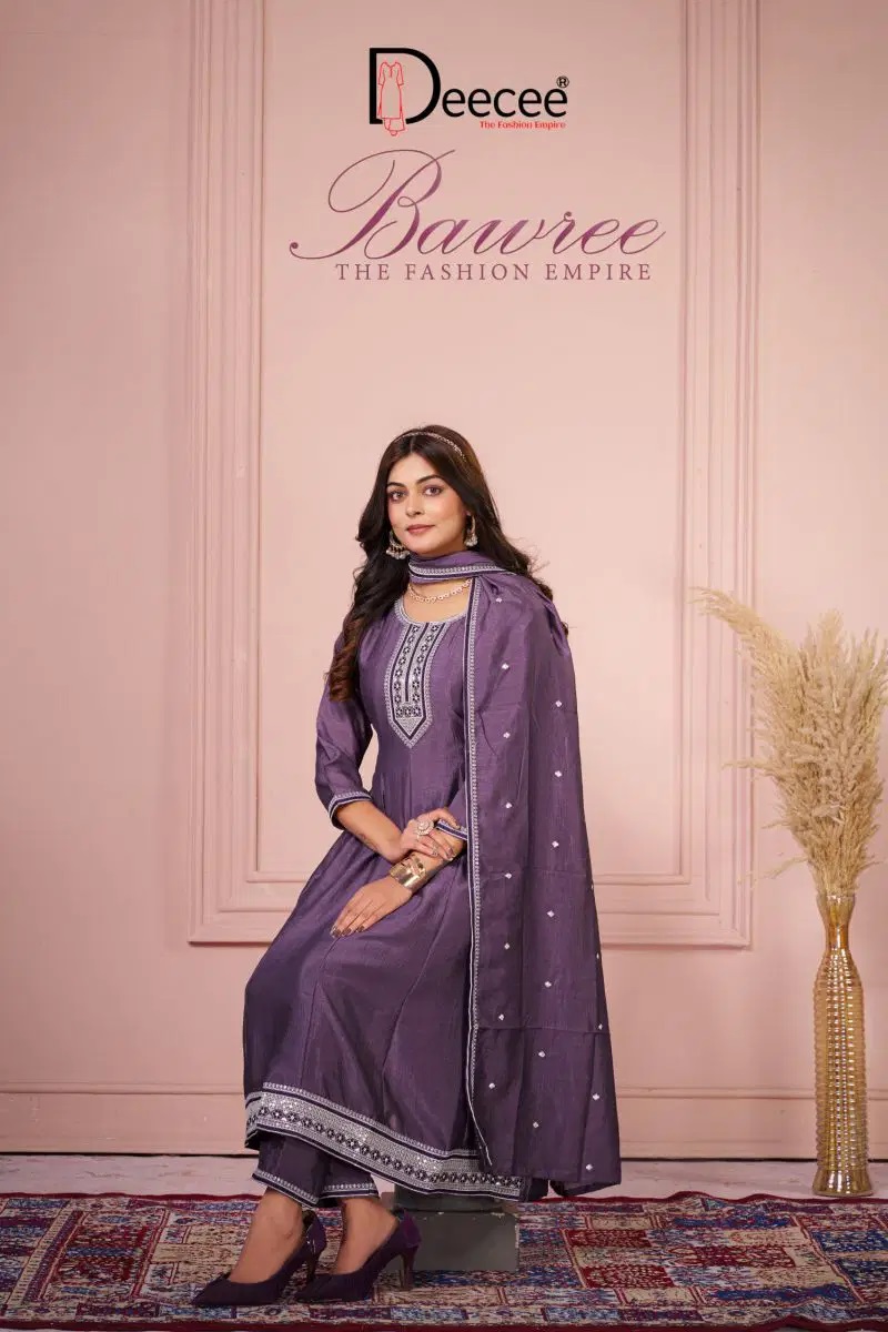 Deecee Bawree Vichitra Silk Falared Kurti With Bottom Dupatta