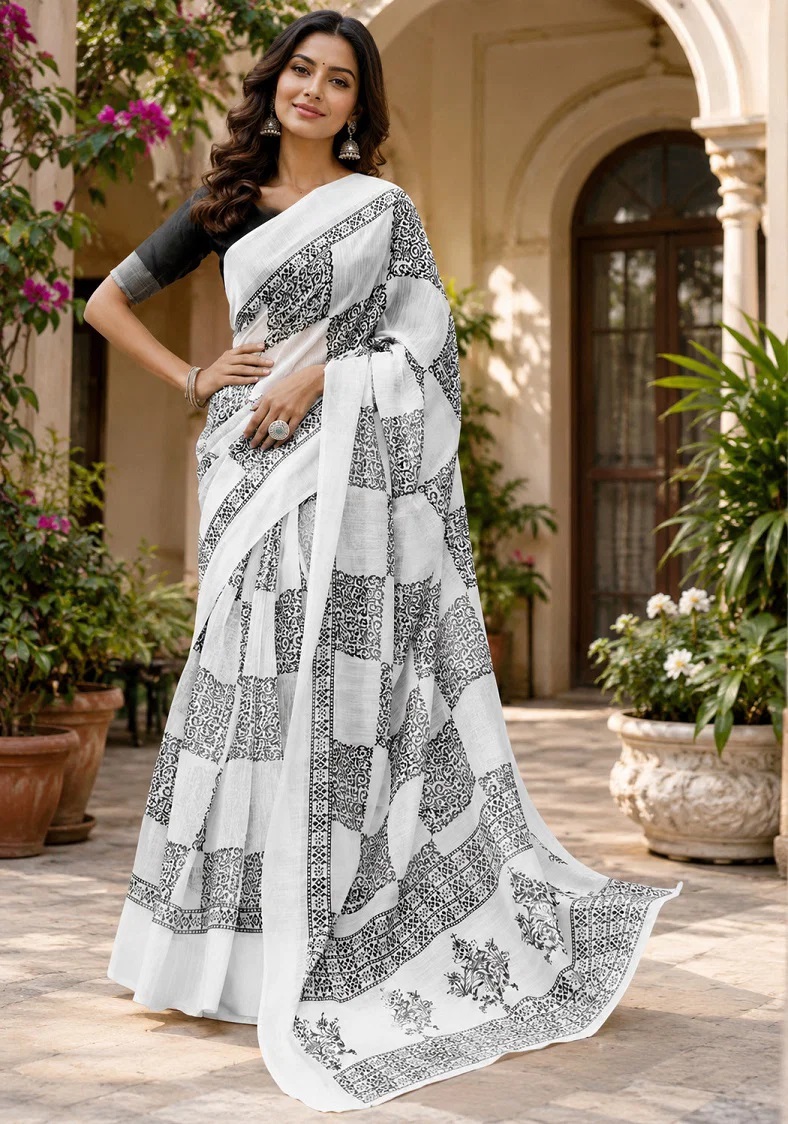 Meera 349 Linen Printed Saree Collection