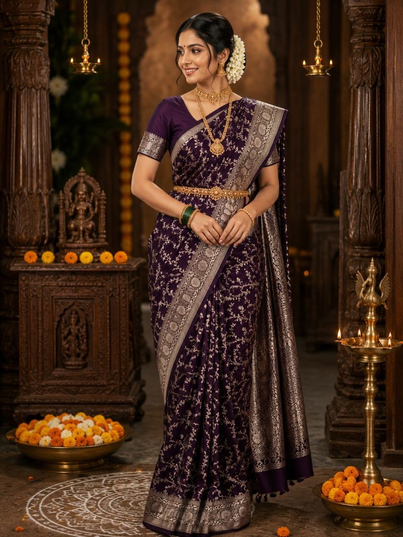 Aab Simran Banarasi Silk Rich Pallu Saree Collection