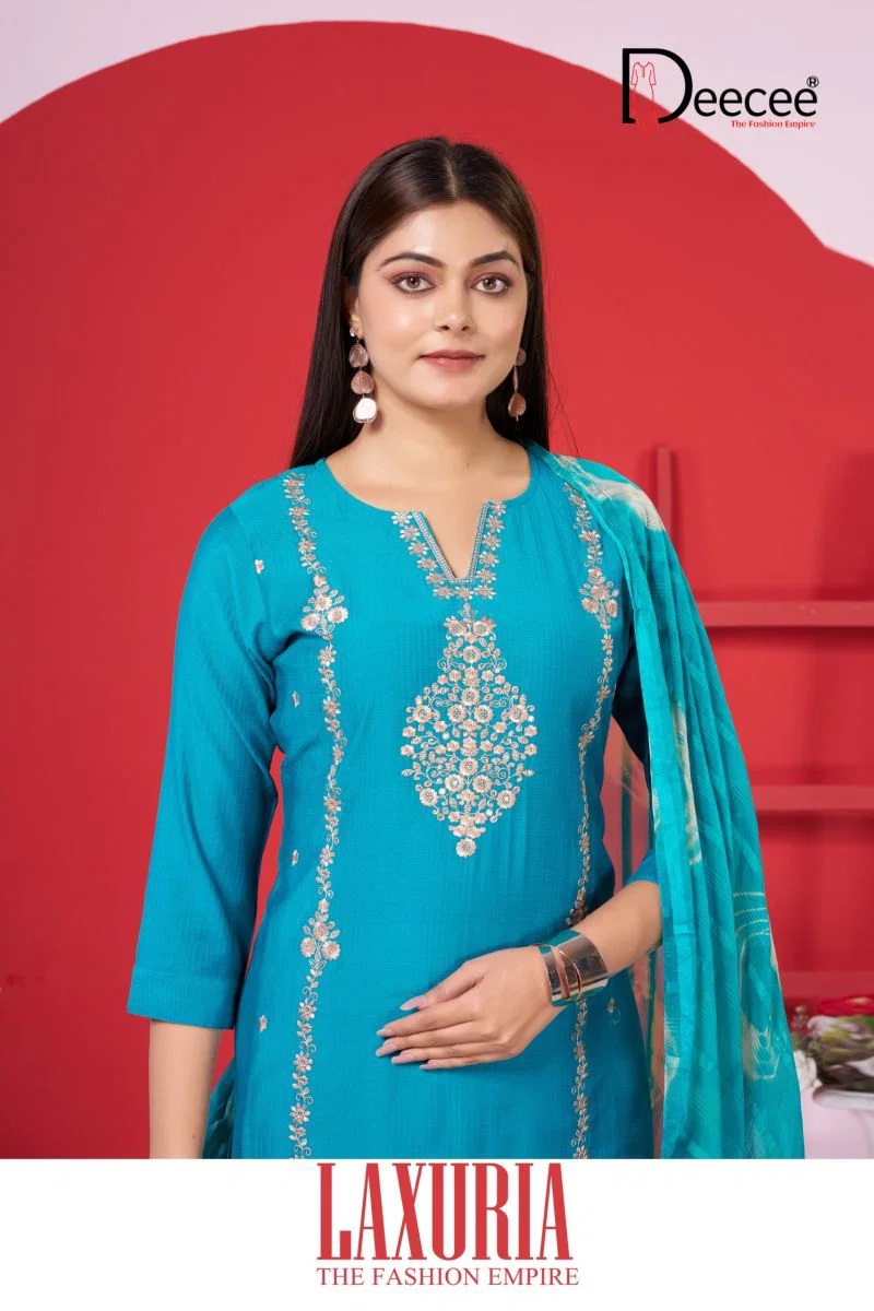 Deecee Laxuria Barlin Embroidered Kurti Pant With Dupatta