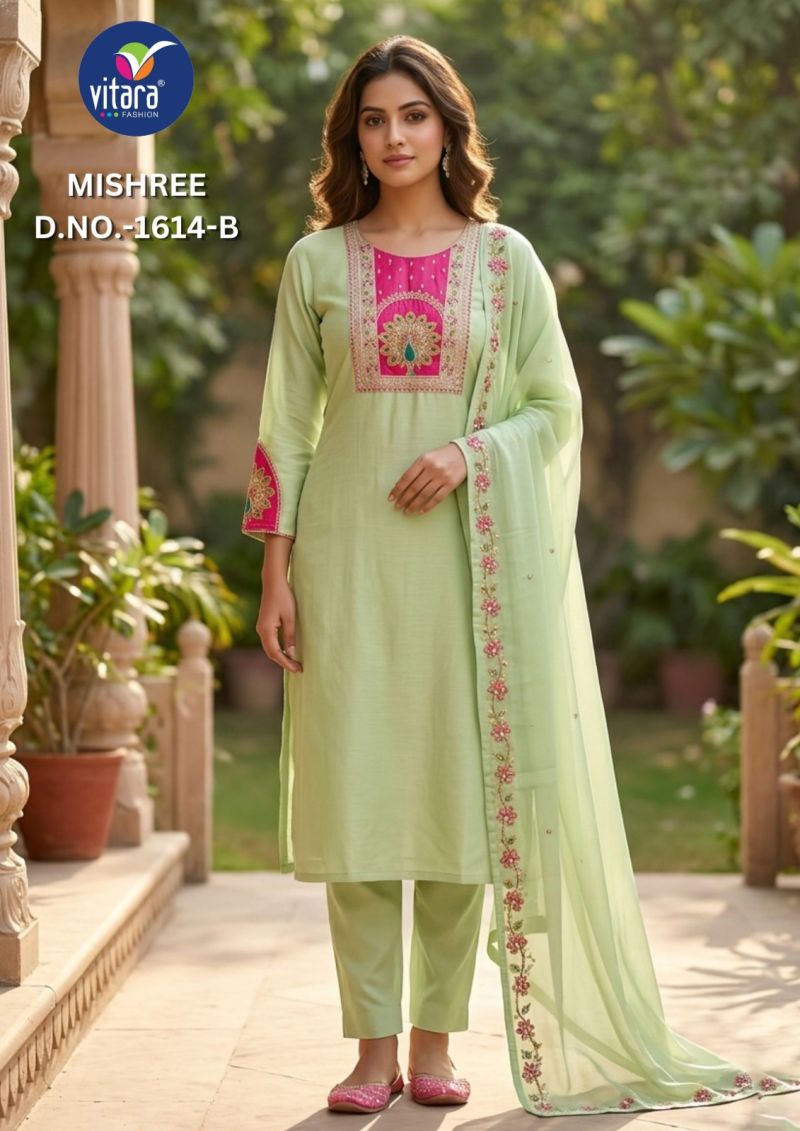 Vitara Mishree Embroidered Kurti With Bottom Dupatta Collection