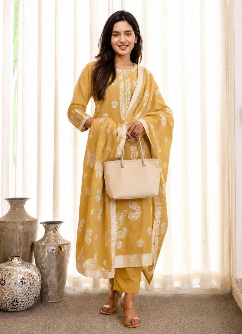 Drd 79 Pure Cotton Embroidered Kurti Set Collection