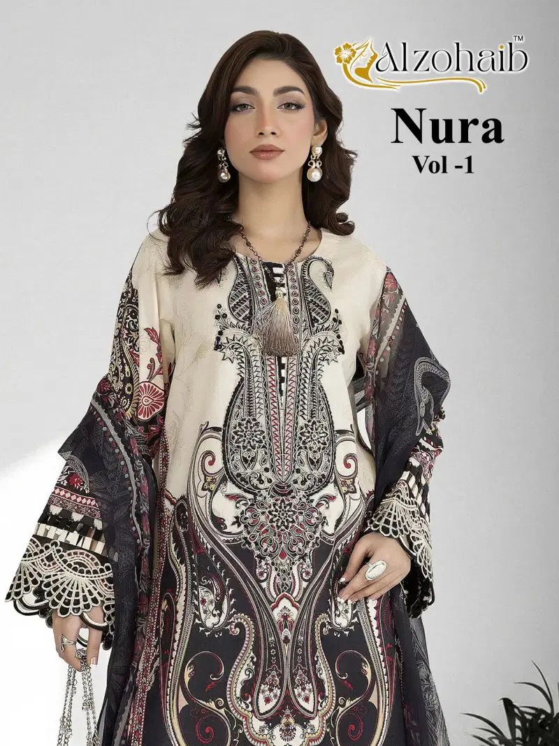 Alzohaib Nura Vol 1 Cotton Patch Work Salwar Suits Cotton Dupatta