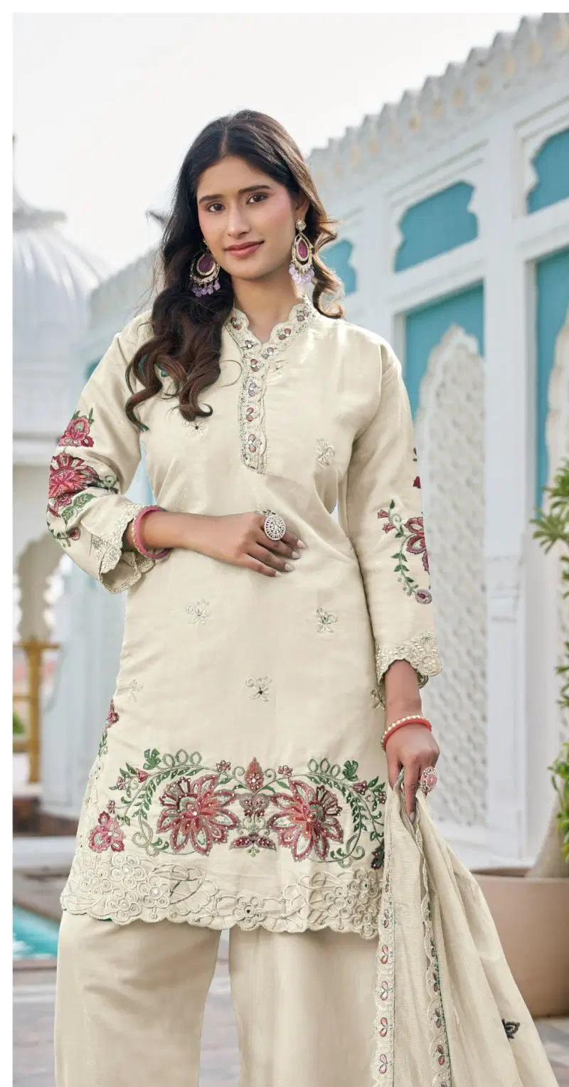Zorista 11013 Glass Silk Embroidered Salwar Kameez