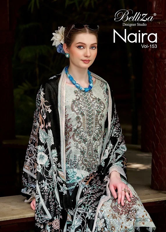 Belliza Naira Vol 153 Cotton Embroidered Dress Material