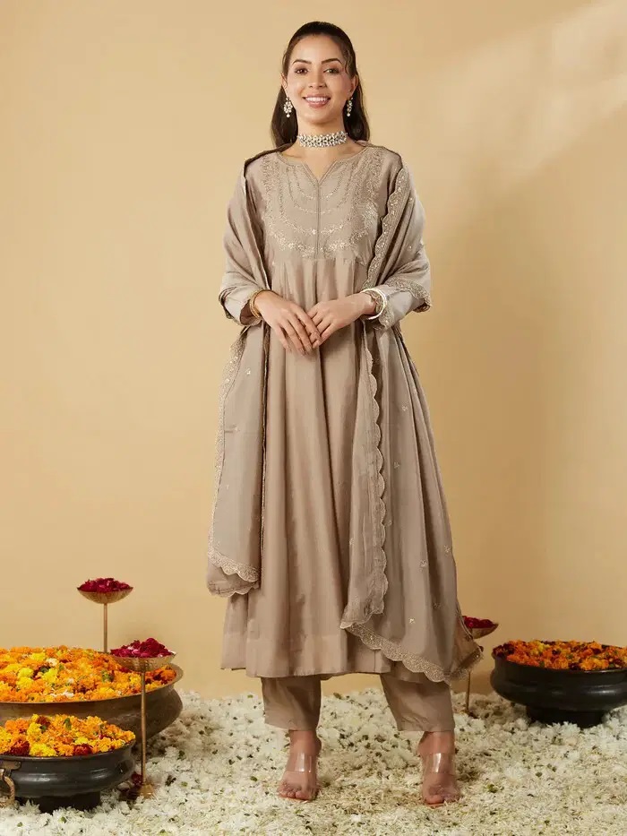 Navya Kurti 289 Silk Blend Party Wear Embroidered Kurti Set