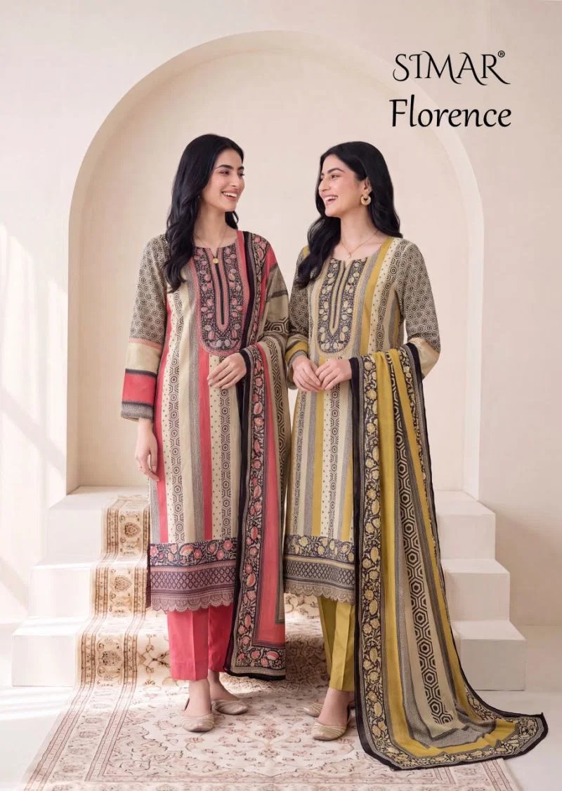 Glossy Simar Florence Viscose Digital Print Embroidered Salwar Kameez