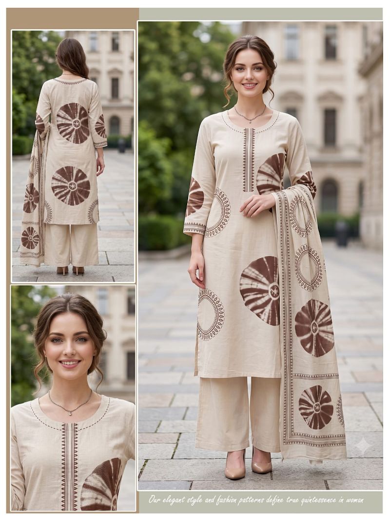 Tlc Vol 87 Dhabu Cotton Bandhej Print Kurti Set With Dupatta