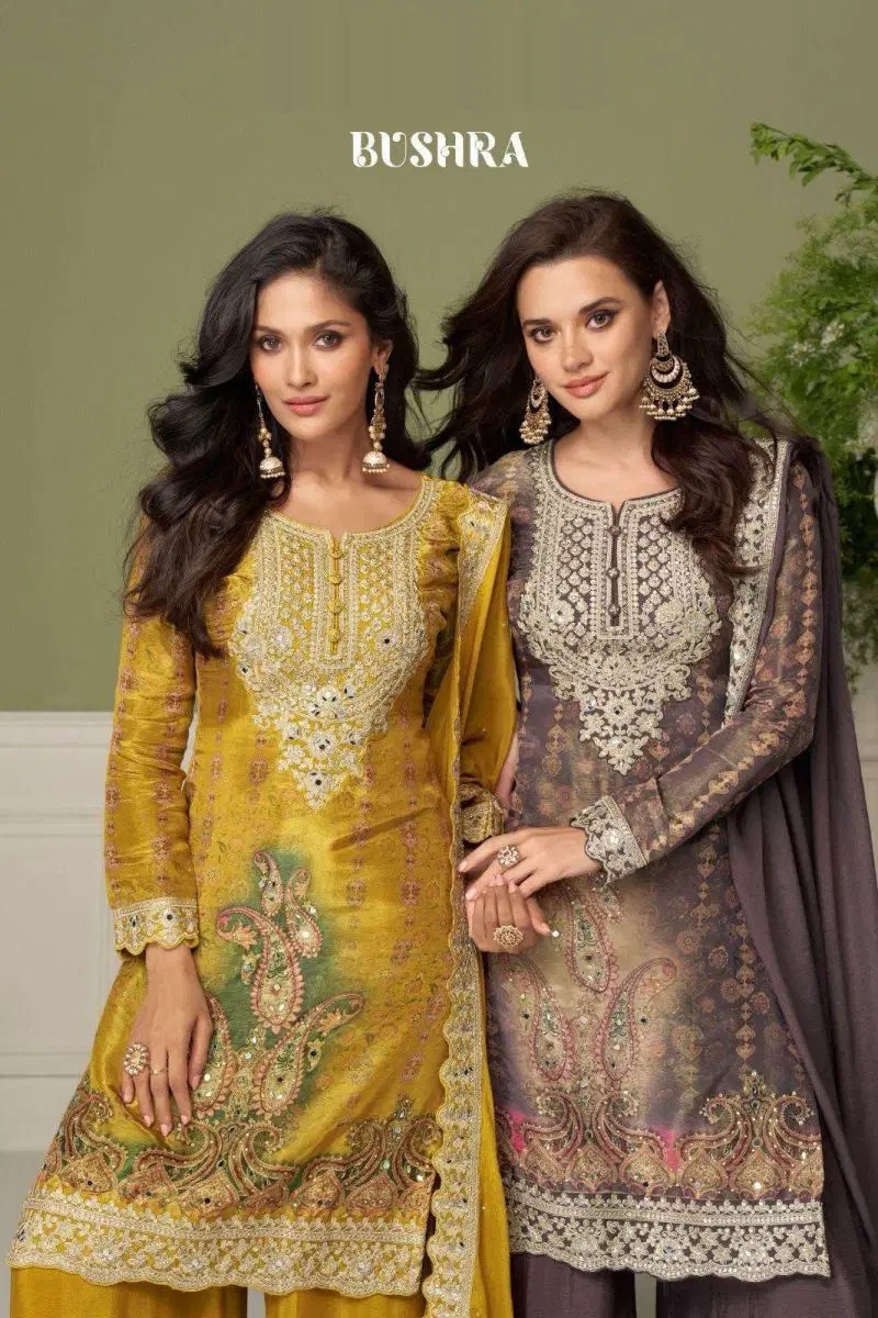 Bushra 7598 And 7599 Chinon Embroidered Salwar Kameez