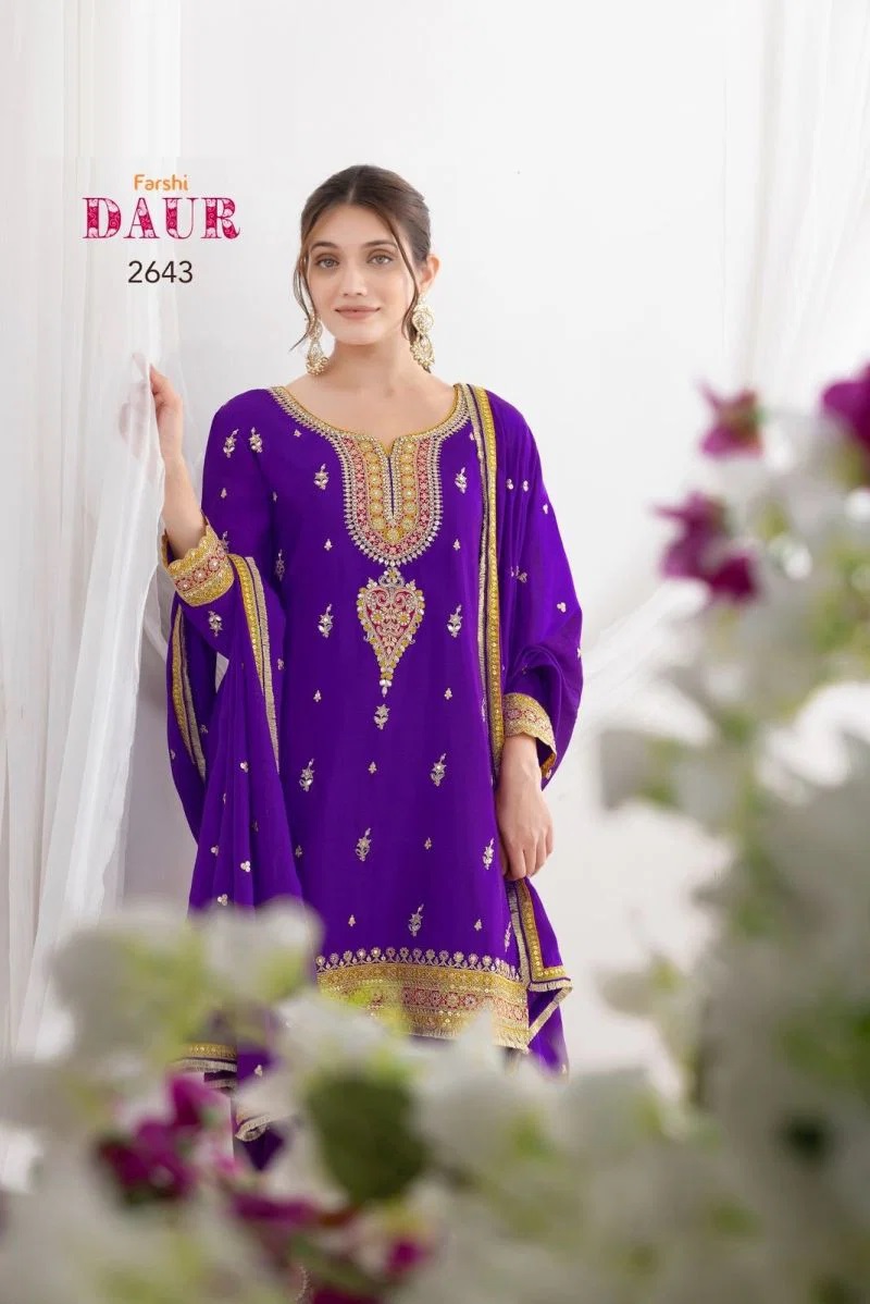 Farshi Daur 2641 Chinon Embroidered Salwar Kameez Collection
