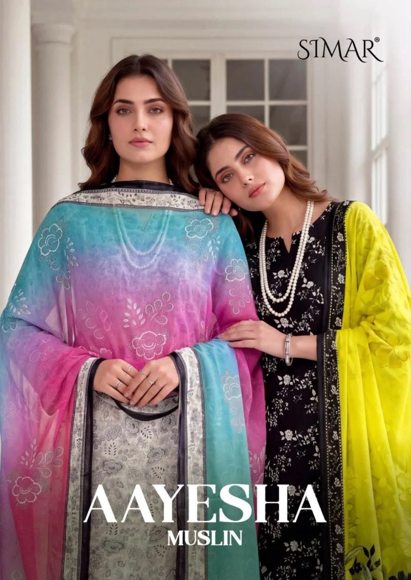 Glossy Simar Aayesha Muslin Embroidered Salwar Kameez