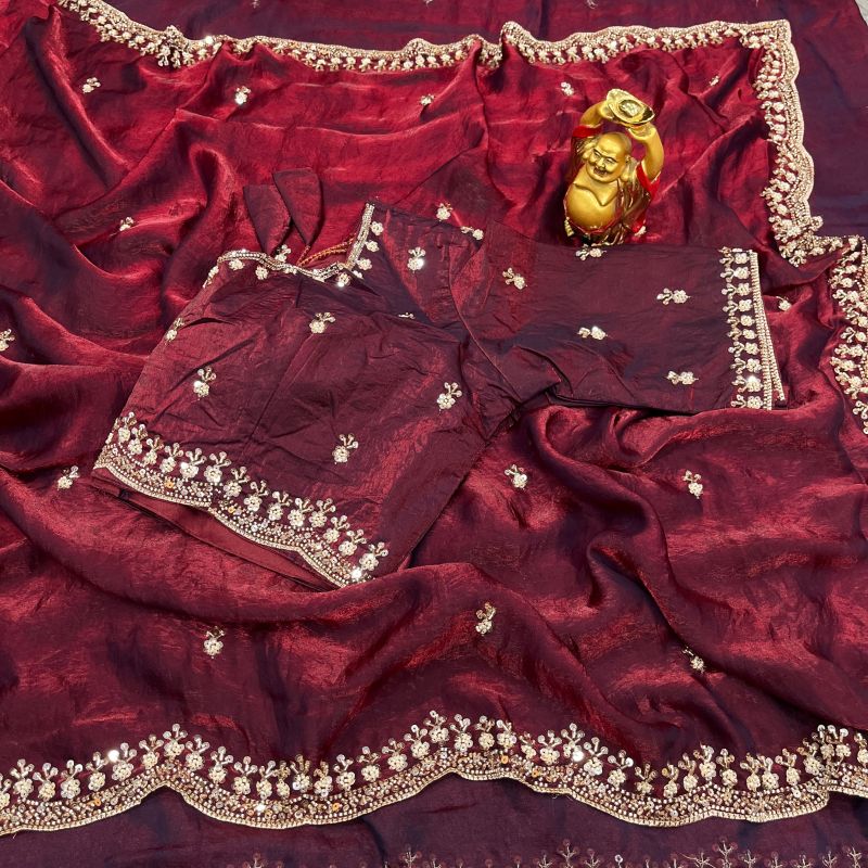 Ds 834 Pure Space Silk Sequence Worked Designer Saree Collection