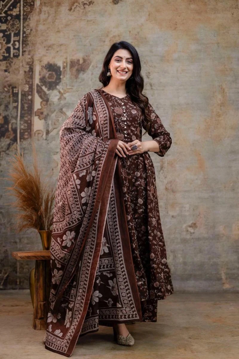 Tlc Vol 95 Cotton Anarkali Kurti With Bottom Dupatta Collection
