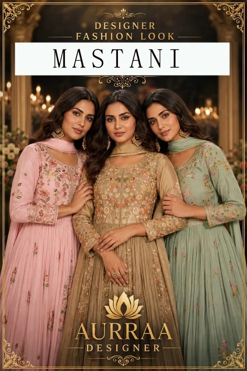 Aurraa Mastani Chinon Embroidered Gown With Dupatta
