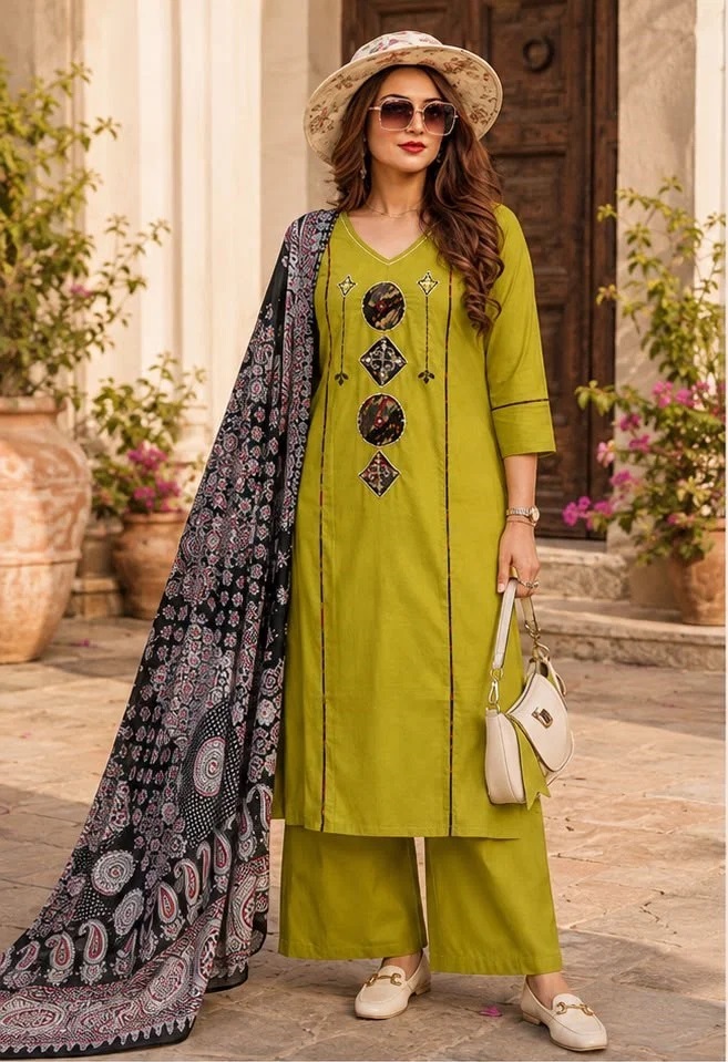 Tlc Vol 102 Dhabu Cotton Kurti Set With Dupatta Collection