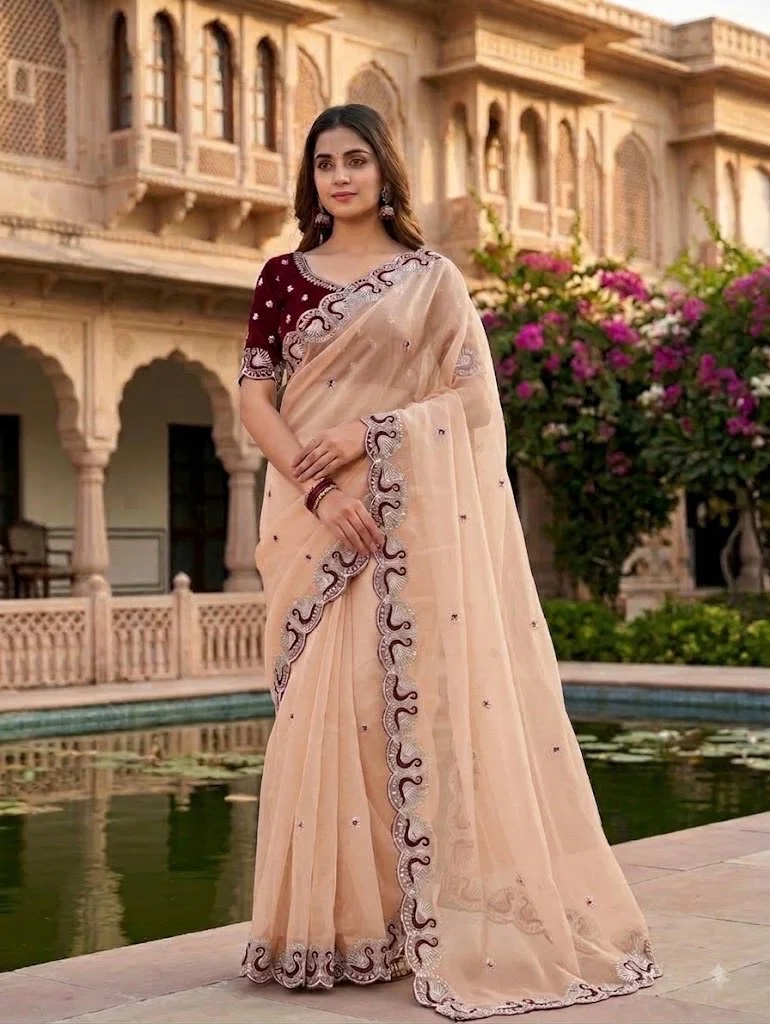 Sw Peacock Vol 1 Star Georgette Embroidery Saree Collection