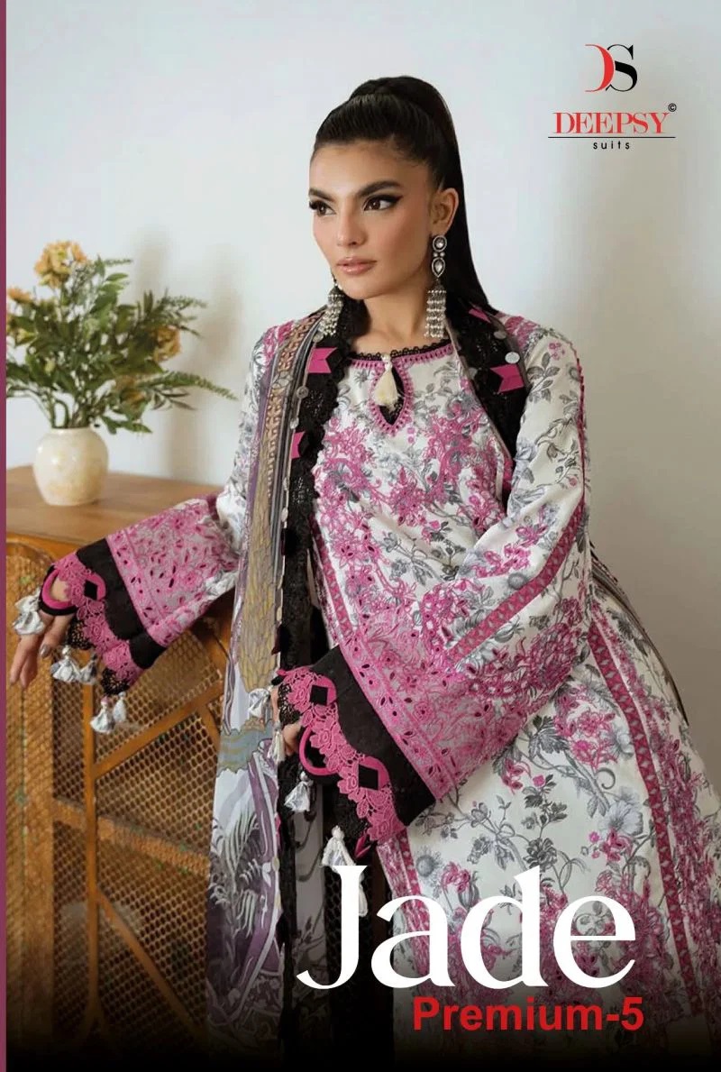 Deepsy Jade Premium Vol 5 Lawn Embroidered Pakistani Suits Chiffon Dupatta