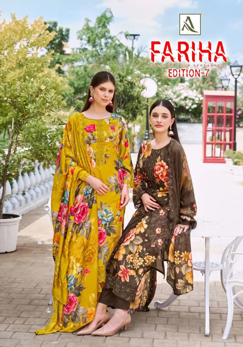 Alok Fariha Vol 7 Maslin Embroidered Dress Material