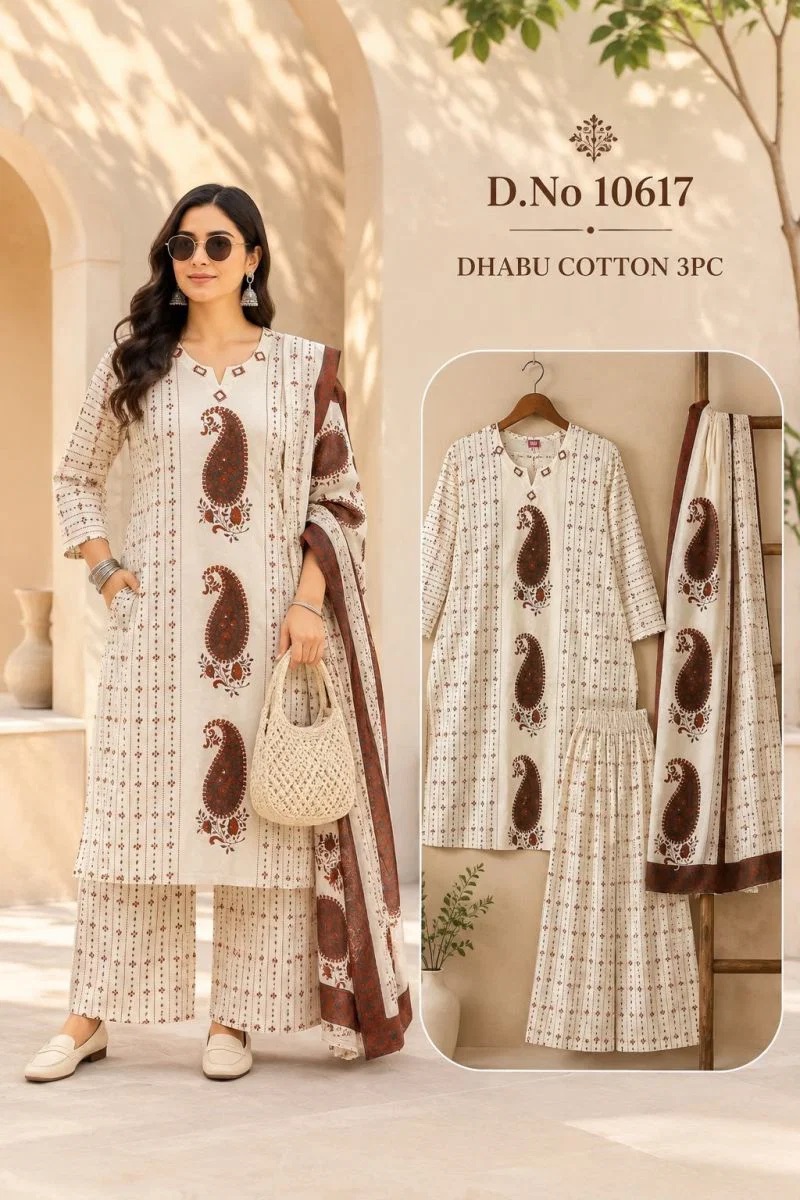 Tlc Vol 118 Dhabu Cotton Kurti With Bottom Dupatta Collection