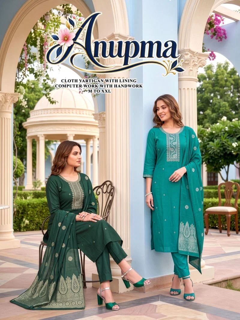 Anupama Vol 2 Vertican Handworked Kurti Pant With Dupatta