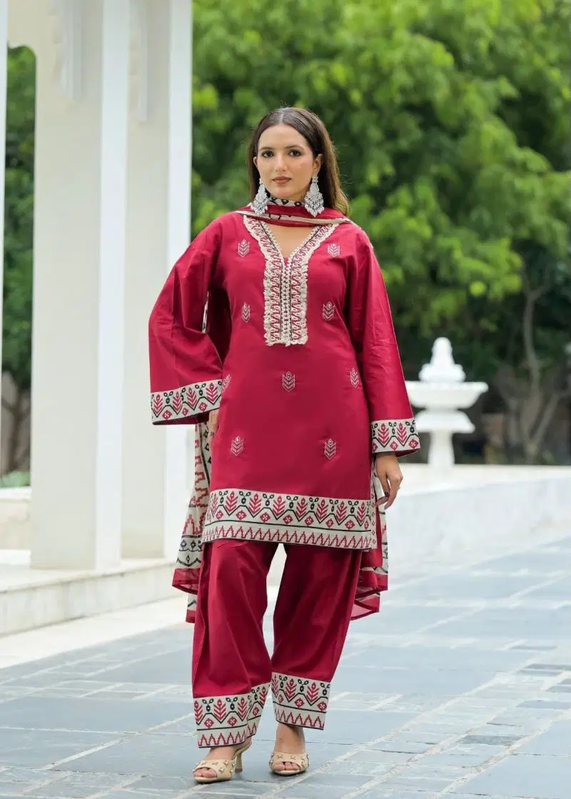 Tlc Vol 122 Cotton Kurta Palazzo With Dupatta Ethnic Sets