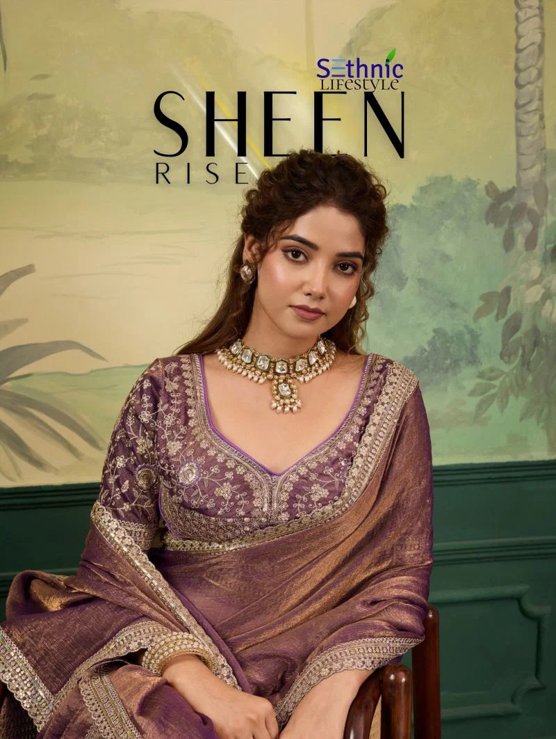 Sethnic Sheen Rise Velvet Embroidered Sequence Saree Collection