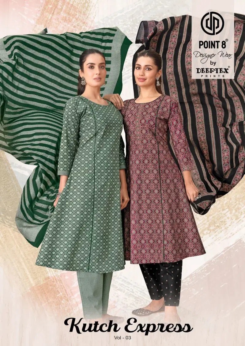 Deeptex Kutch Express Vol 3 Cotton Anarkali Kurti Set Dupatta