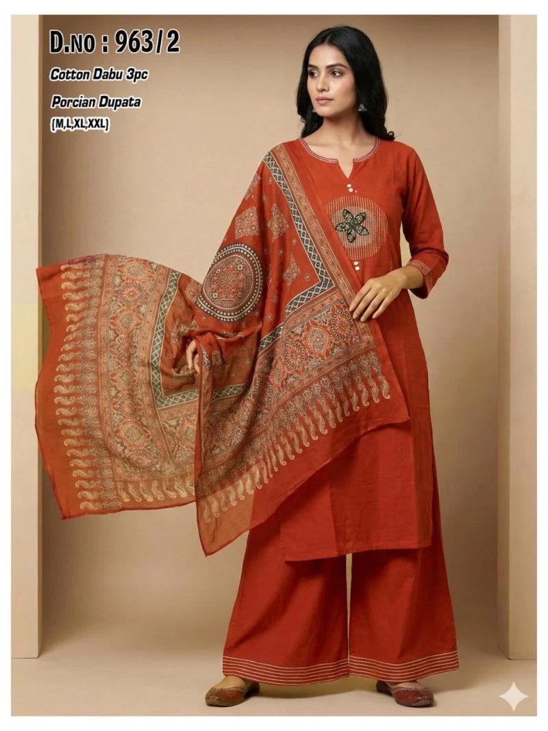 Tlc Vol 161 Dhabu Cotton Printed Kurti Set With Dupatta