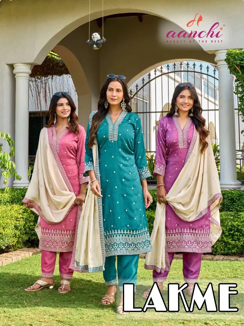 Aanchi Lakme Embroidered Kurti With Bottom Dupatta