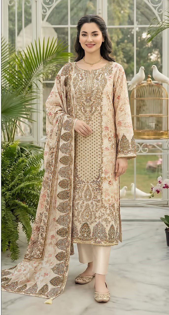 Shree Kt 339 A To C Viscose Maslin Aari Work Salwar Kameez