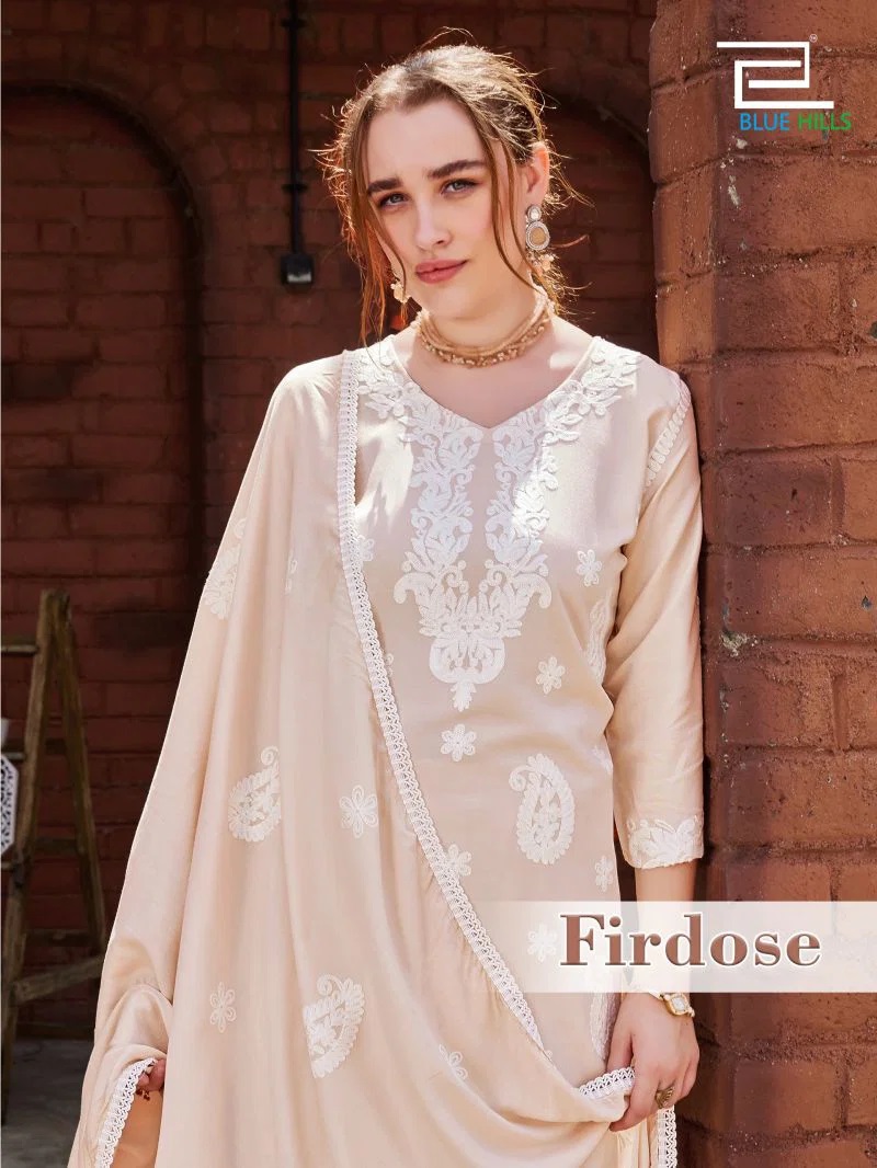 Blue Hills Firdose Thread Work Kurti Set With Dupatta Online