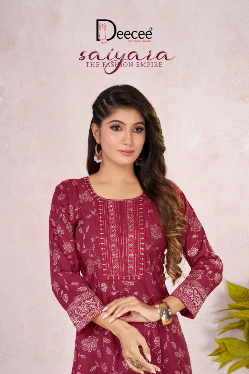 Deecee Saiyara Foil Print Embroidered Flair Kurti Collection