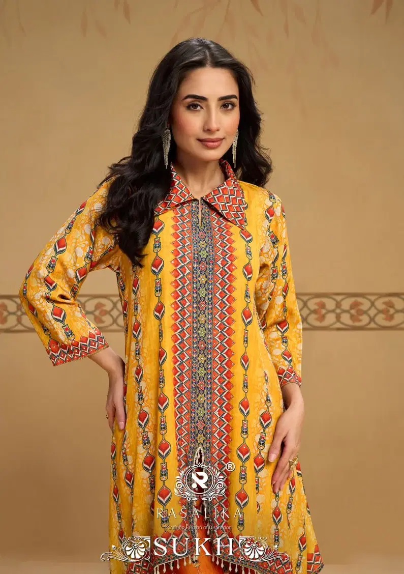 Rasalika Sukh Premium Digital Printed Mirror Work Kaftan Dress