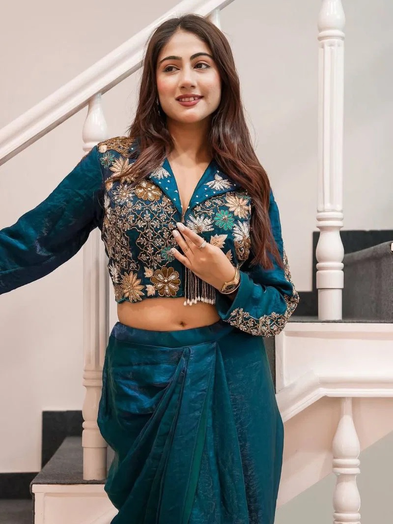 Bt 7167 Soft Fandy Sequence Worked Party Wear Indo Western