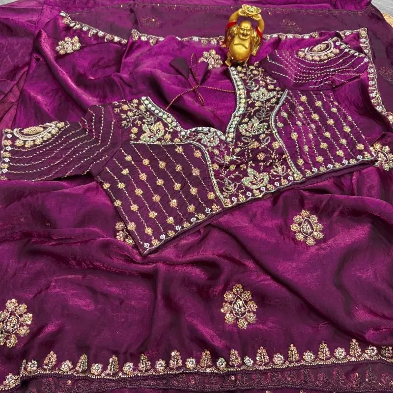 Ds 835 Space Silk Cutdana Work Party Wear Saree Collection