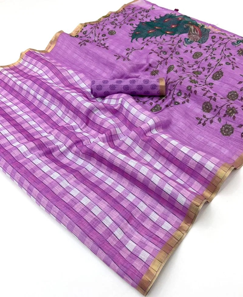 Rajyog D No 327001 Soft Linen Zari Border Saree Collection