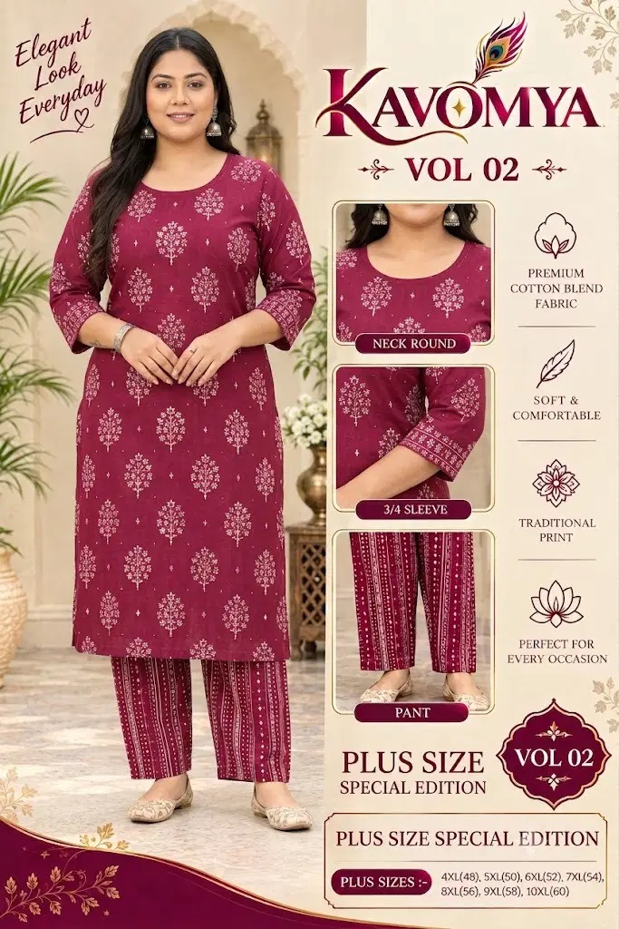 St D No 204 Plus Size Heavy Slub Cotton Printed Kurti With Bottom