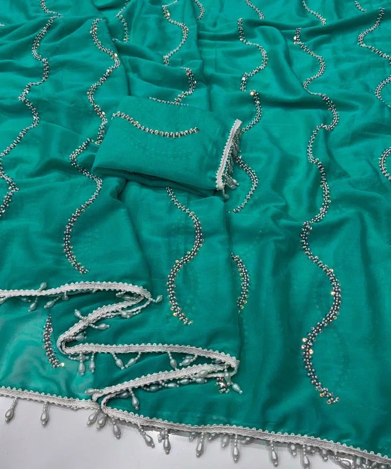 Vast 2 Star Georgette Beads Work Party Wear Saree Collection