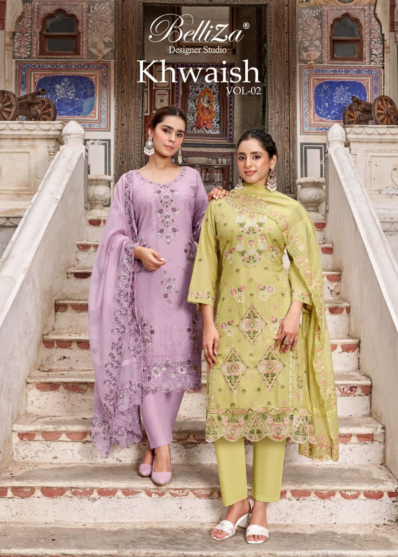 Belliza Khwaish Vol 2 Lawn Cotton Embroidered Dress Material
