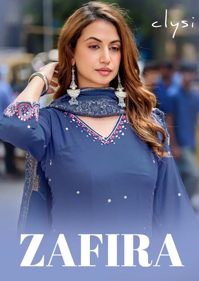 Clysi Zafira Muslin Thread Work Kurti Set With Bottom