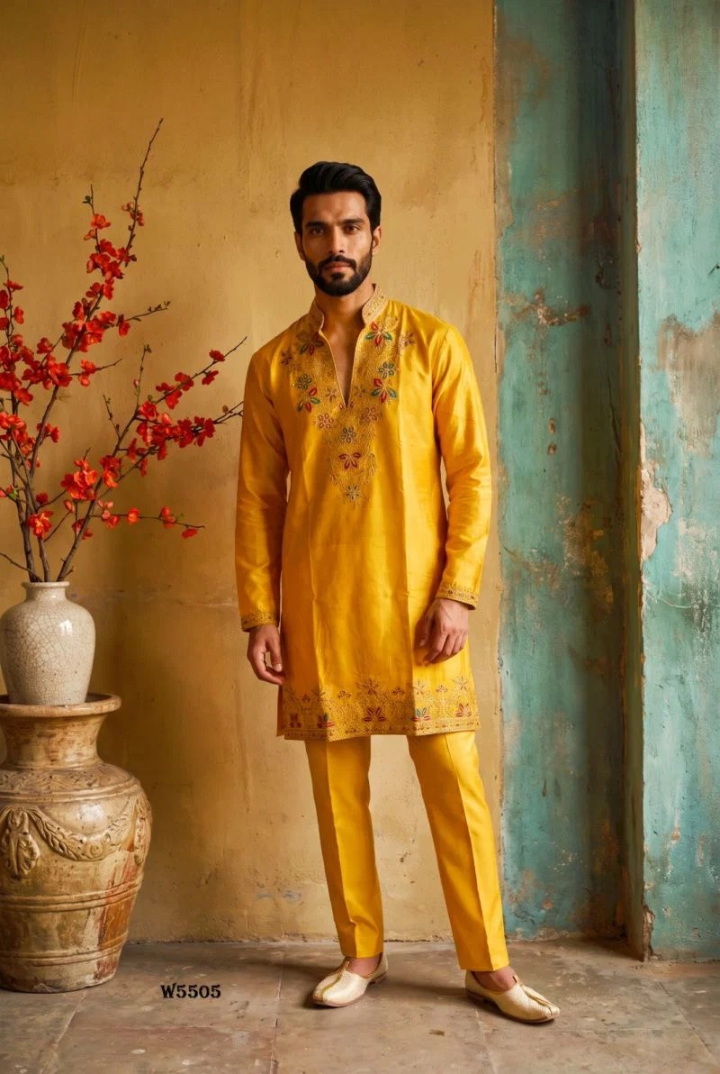 Outluk Wedding 55 Lachaka Silk Festive Wear Mens Kurta With Bottom