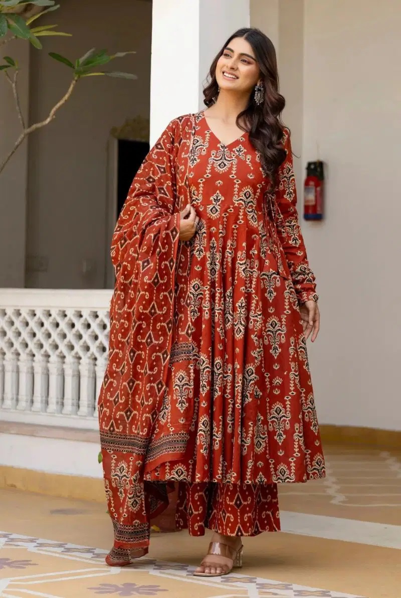 Dhruvi 531 Anarkali Kurti With Bottom Dupatta Online