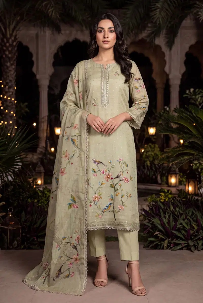 Aurraa Kaveri Cotton Butti Work Kurti Bottom With Dupatta