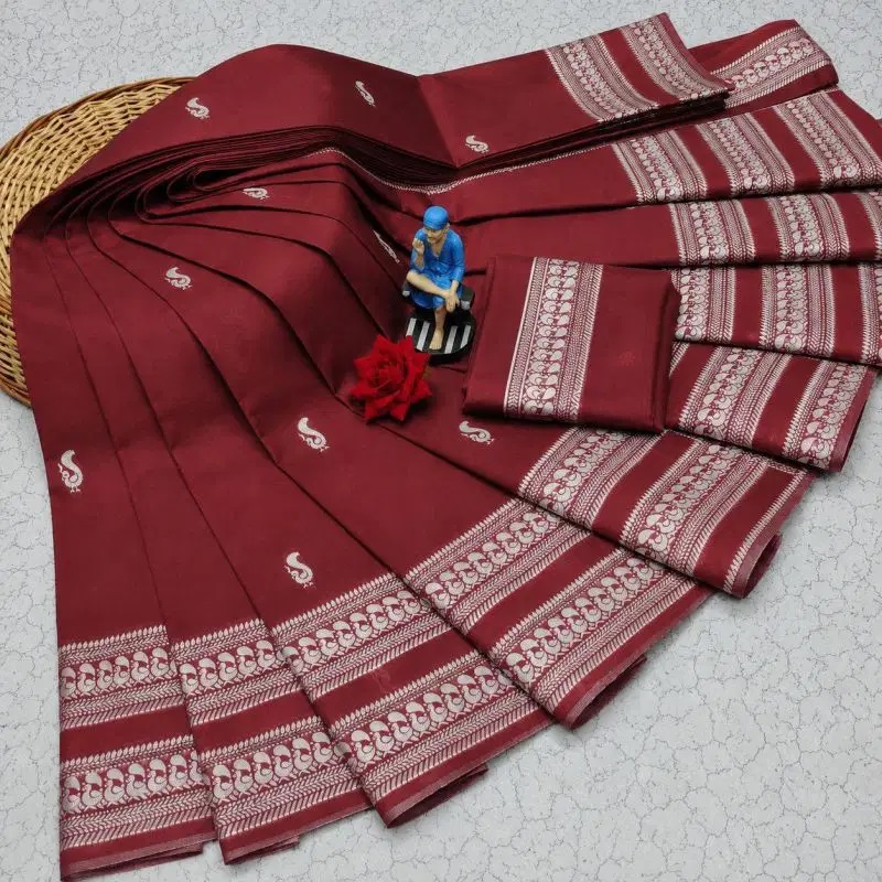 Aab Palak Art Silk Jacquard Border Saree Below 300 Wholesale Price