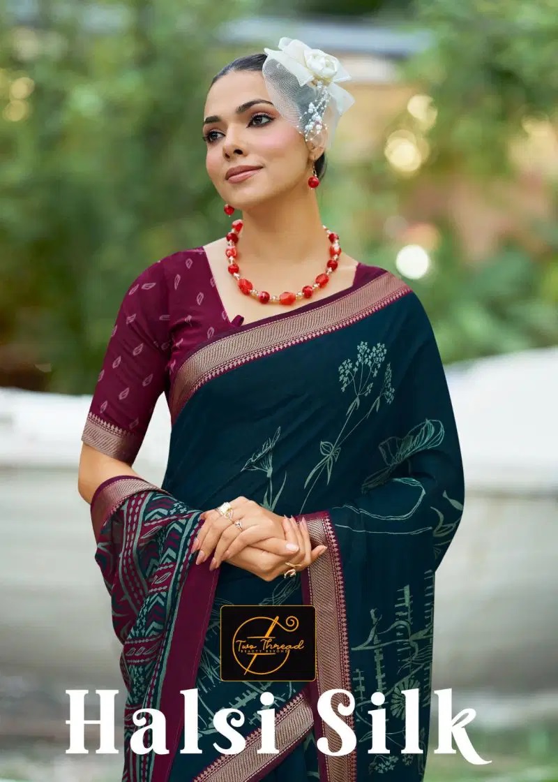 Halsi Silk Viscose Zari Border Printed Saree Collection