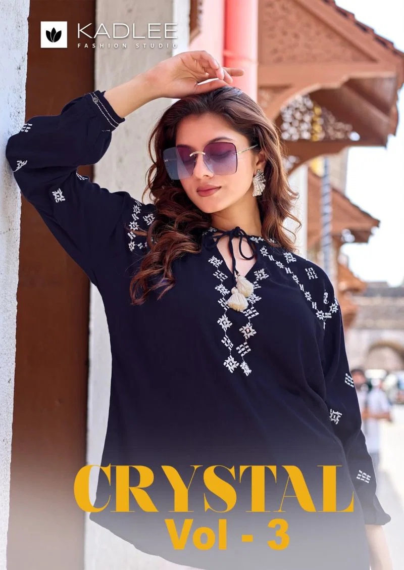 Kadlee Crystal Vol 3 Rayon Hand Wokred Short Kurti Collection