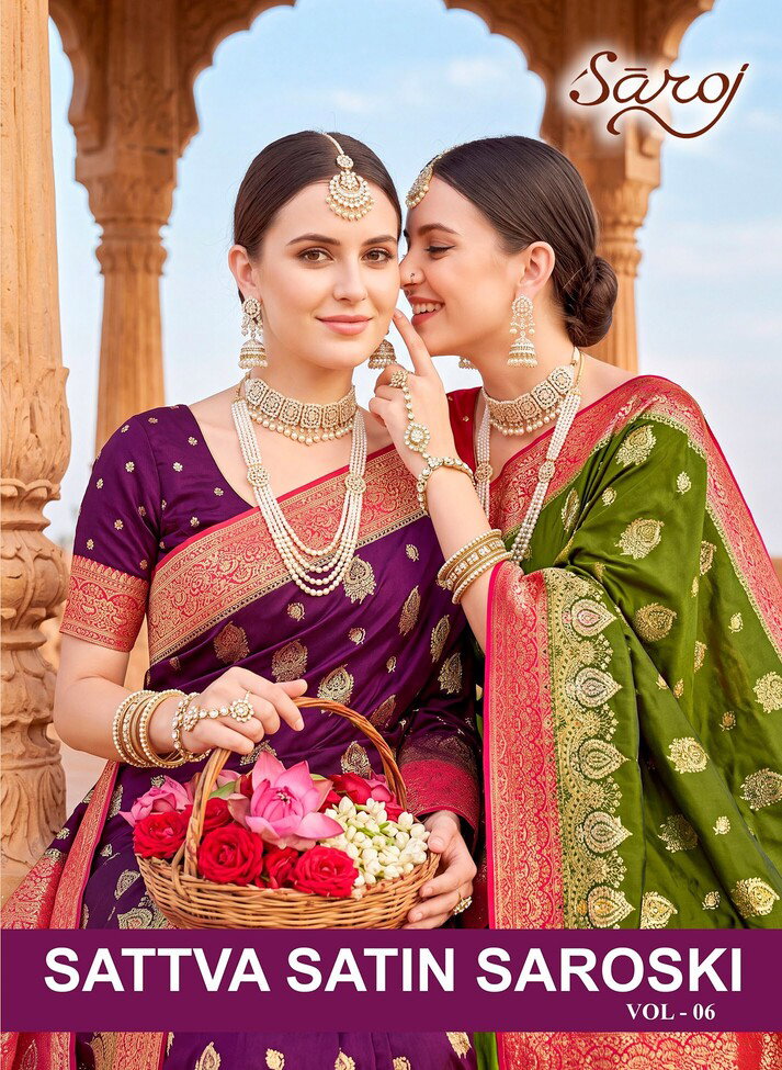 Saroj Sattva Satin Saroski Vol 6 Satin Silk Traditional Saree Collection
