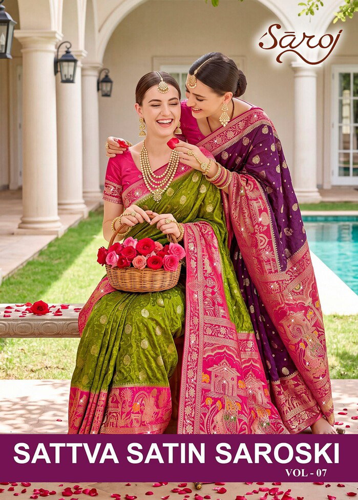 Saroj Sattva Satin Saroski Vol 7 Satin Silk Traditional Saree Collection