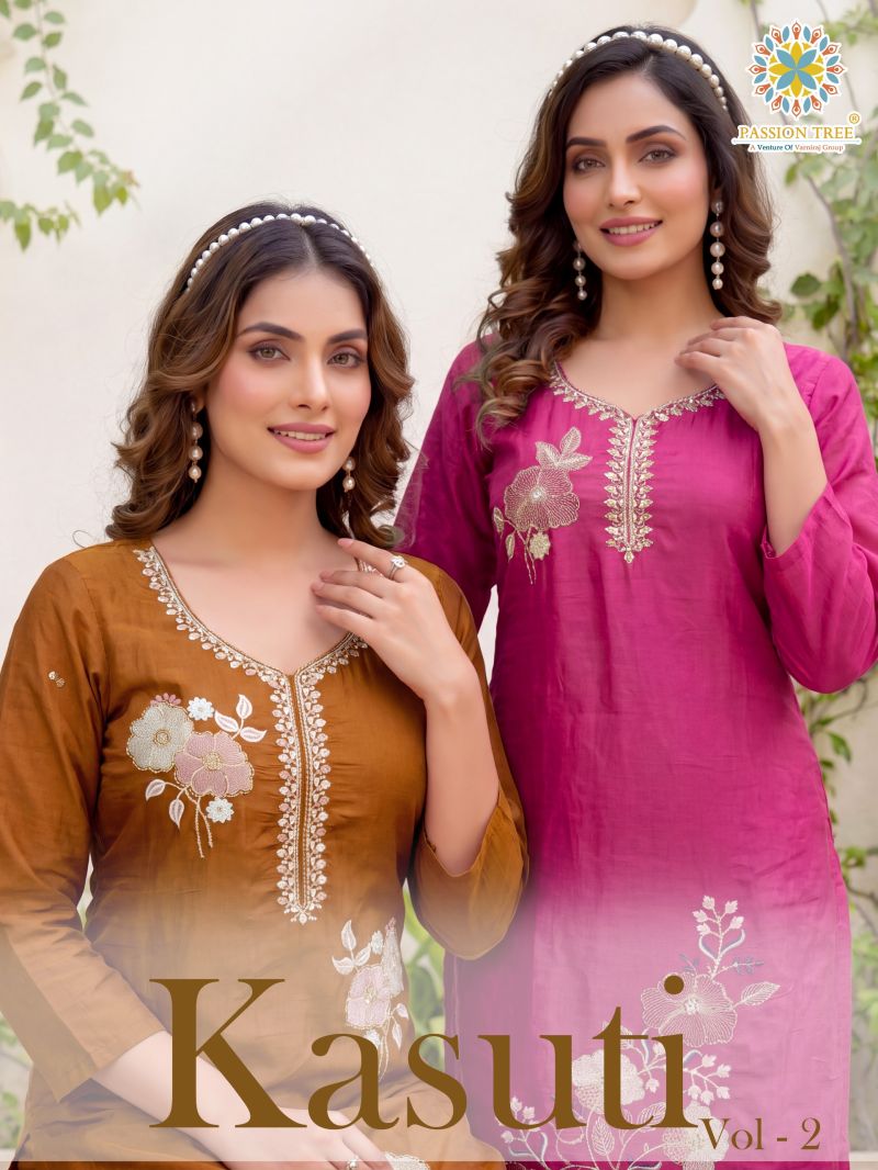Passion Tree Kasuti Vol 2 Embroidered Kurti With Bottom Dupatta
