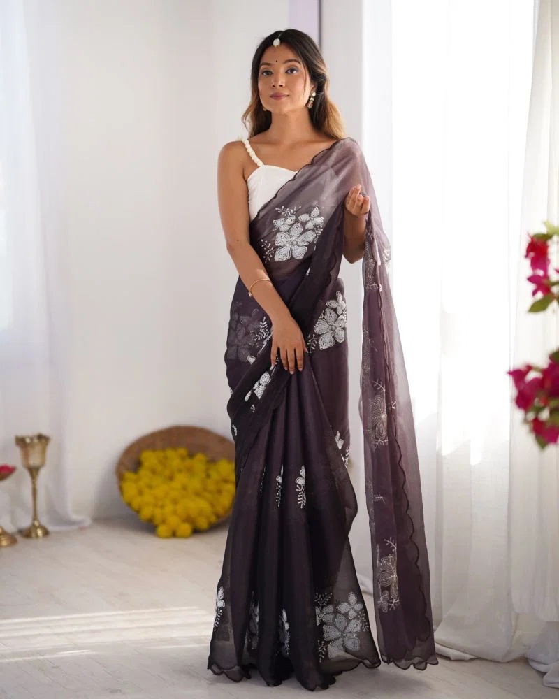 Kc 831 Sequence Worked Party Wear Saree Collection
